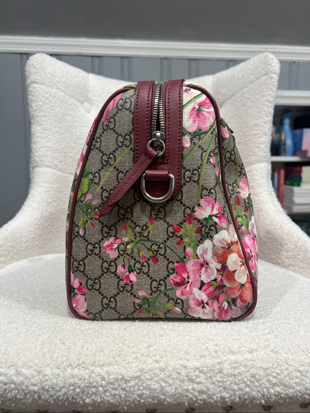 Gucci GG Supreme Blooms Floral Boston Travel Duffel Bag Rare - Picture 5 of 14
